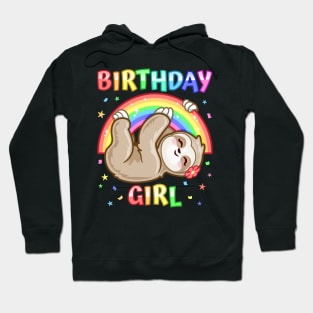 Birthday Girl- Cute Animal Sloth Rainbow theme Party Hoodie
